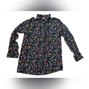 Bel Kazan Multicolor Optical Illusion Exclusive Print Drsign Button Up Blouse S